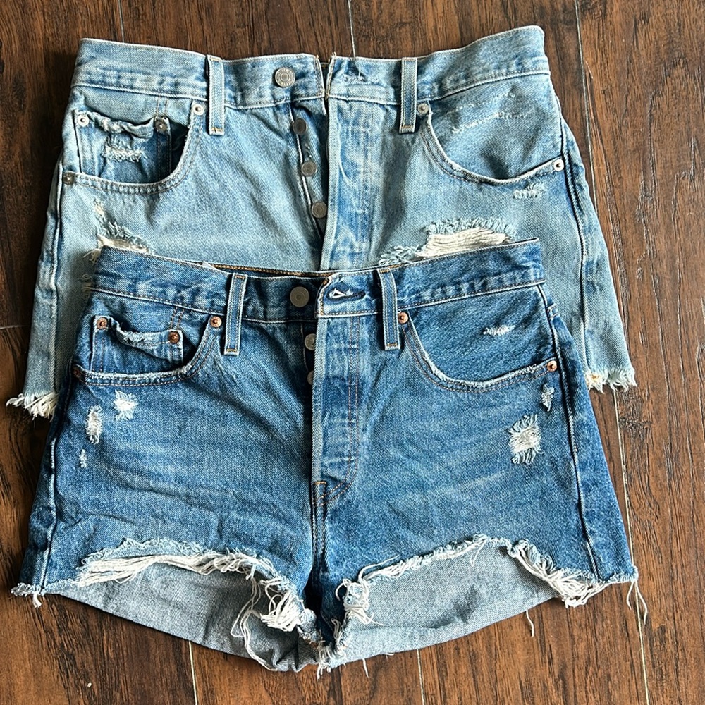 Levi's Distressed Two-Tone Blue Jean Shorts Duo